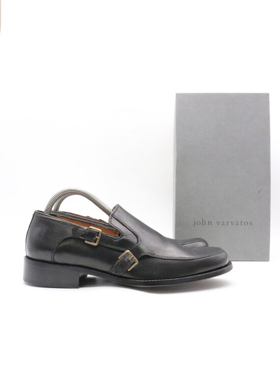 John Varvatos Men\'s 8 Black Leather Double Monk Oxford Handmade in Italy main image 7